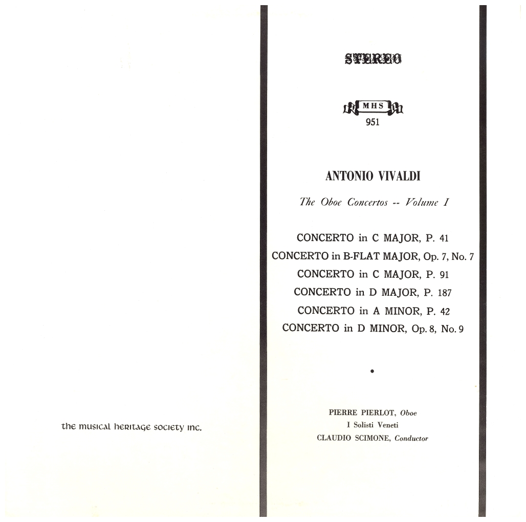 Antonio Vivaldi: The Oboe Concertos Volume 1
